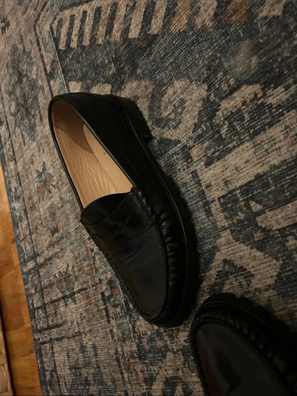 J. Crew Black Leather Lug-Sole Penny Loafers - Picture 3 of 4